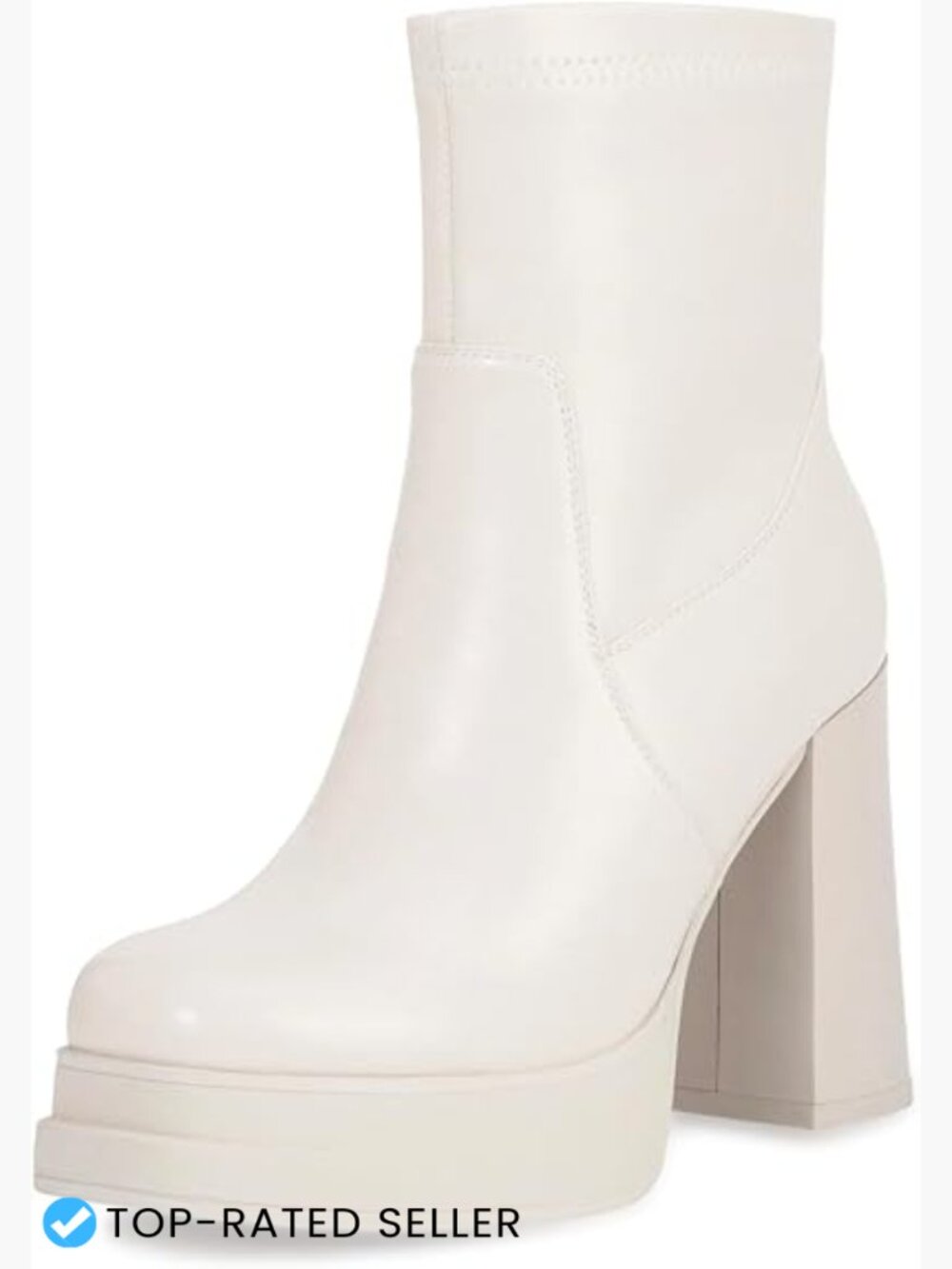 Chunky Platform Ankle Boots Square Toe Gogo Combat Boots Block Heel Stretchy